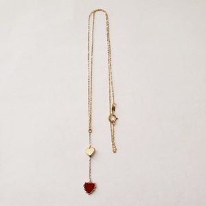 14K Yellow Gold Made in Italy Enameled Heart Pendant Necklace